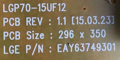 FUENTE DE PODER PARA TV LG / NUMERO DE PARTE 63749301 / EAY63749301 / LGP70-15UF12 / PANEL HC700EQF-VHEQ1-11XX / MODELO 70UF7700-UJ / 70UF7700-UJ.BUSMMJR - Imagen 3